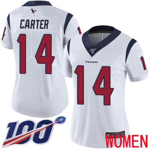 Houston Texans Limited White Women DeAndre Carter Road Jersey NFL Football #14 100th Season Vapor Untouchable